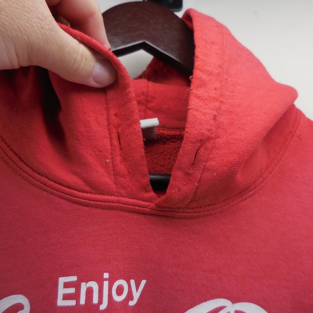 Coca-Cola Graphic Hoodie Red Gildan Heavy Blend Sweatshirt XL - Picture 3 of 5